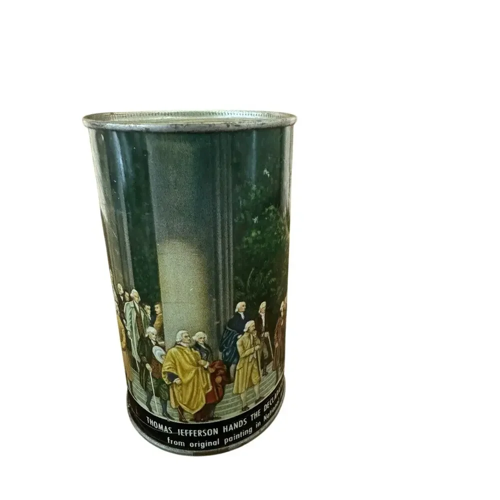 Vintage Tin Bank American Can Co Thomas Jefferson & Declaration of Independence